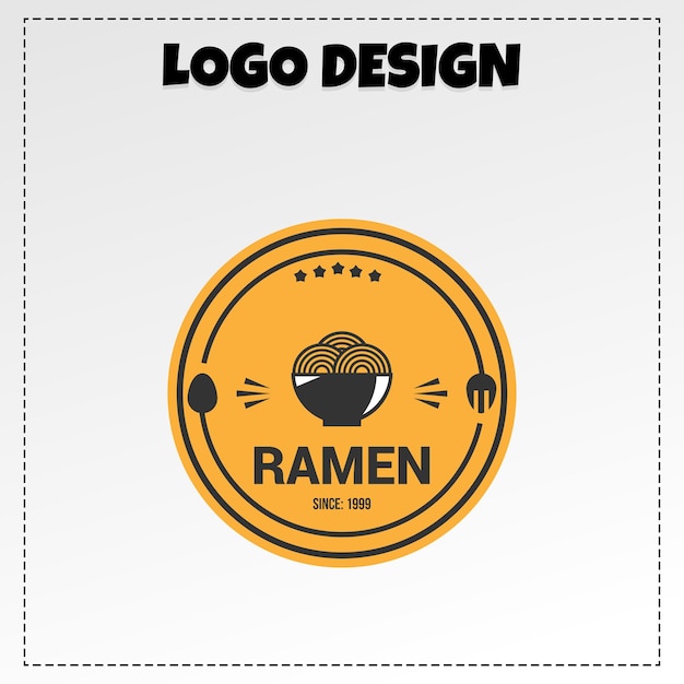 Vetor design de vetor de ilustração de logotipo de ramen de comida japonesa tradicional