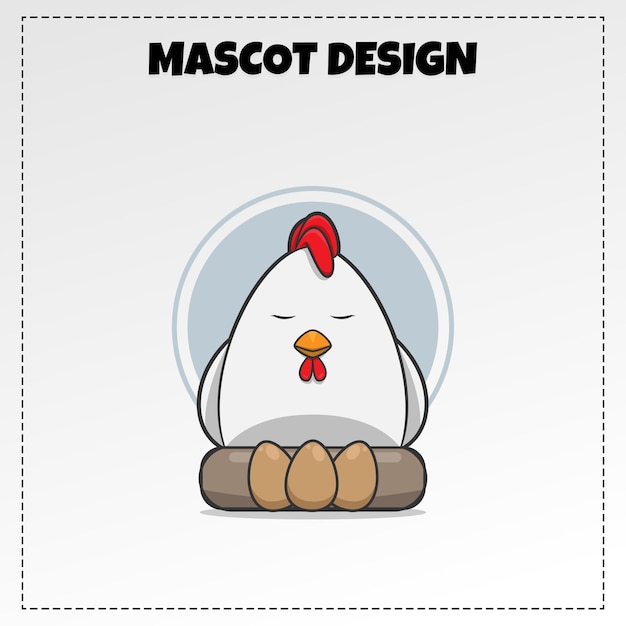 Vetor design de vetor de ilustração de mascote de galinhas poedeiras de logotipo de comida