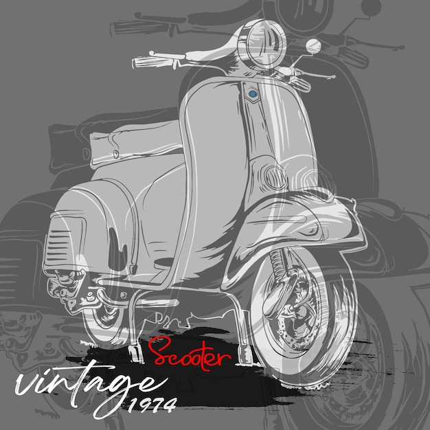 Vetor design de vetor de ilustração de scooter vintage