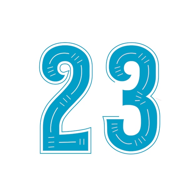 Design de vetor de letras coloridas de 23 dígitos