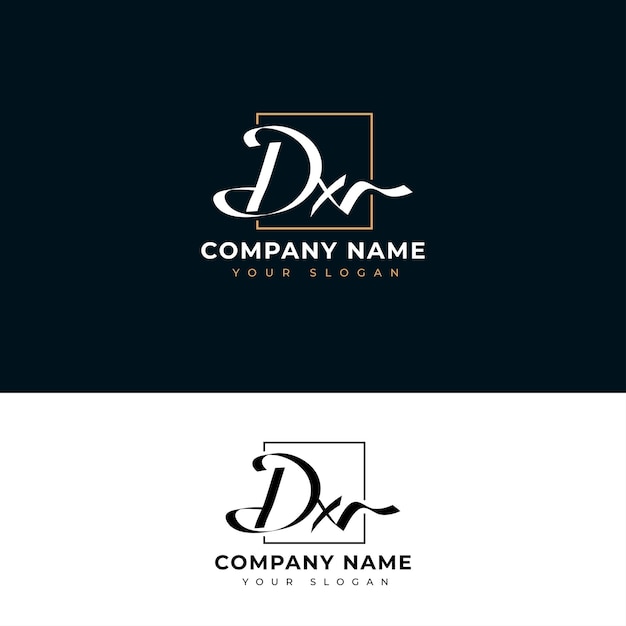 Vetor design de vetor de logotipo de assinatura inicial dx