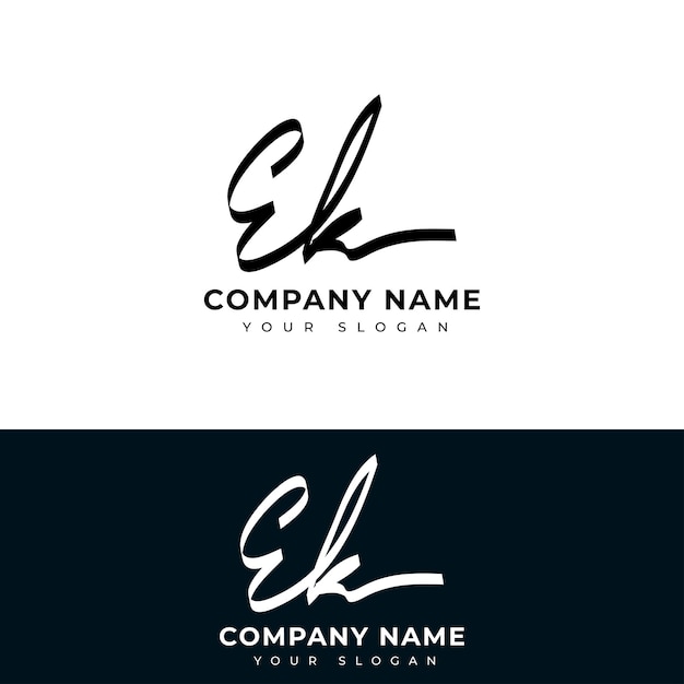 Design de vetor de logotipo de assinatura inicial ek