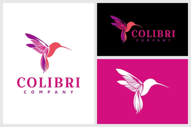 Vetor design de vetor de logotipo de colibri colorido inspiração simples design de etiqueta de símbolo de colibri voador