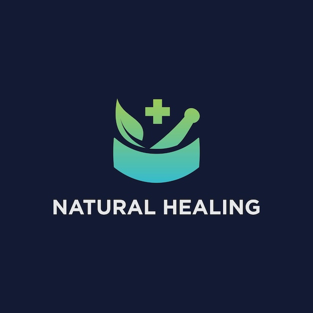 Vetor design de vetor de logotipo de cura natural