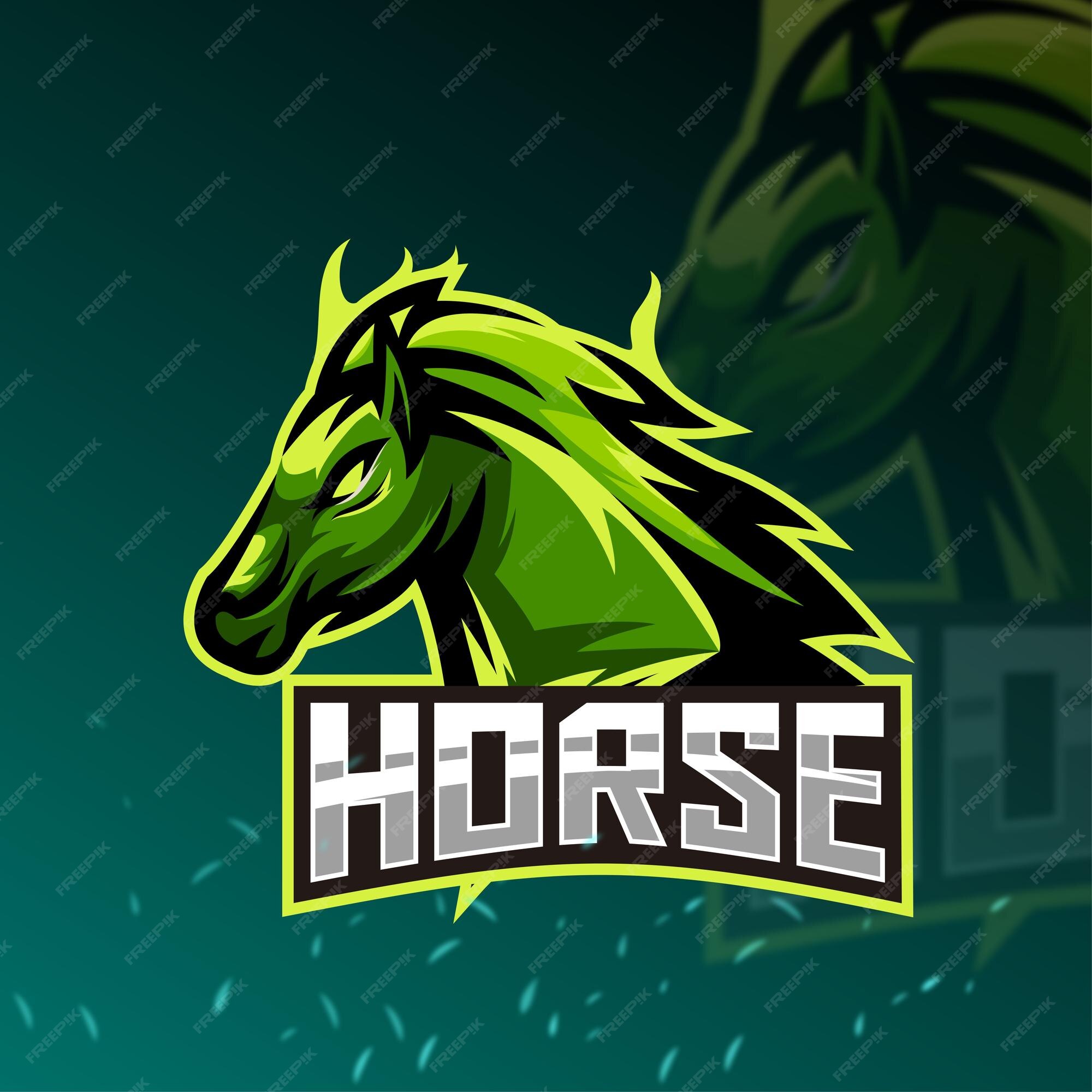 Design de vetor de logotipo de jogo de mascote de cavalo