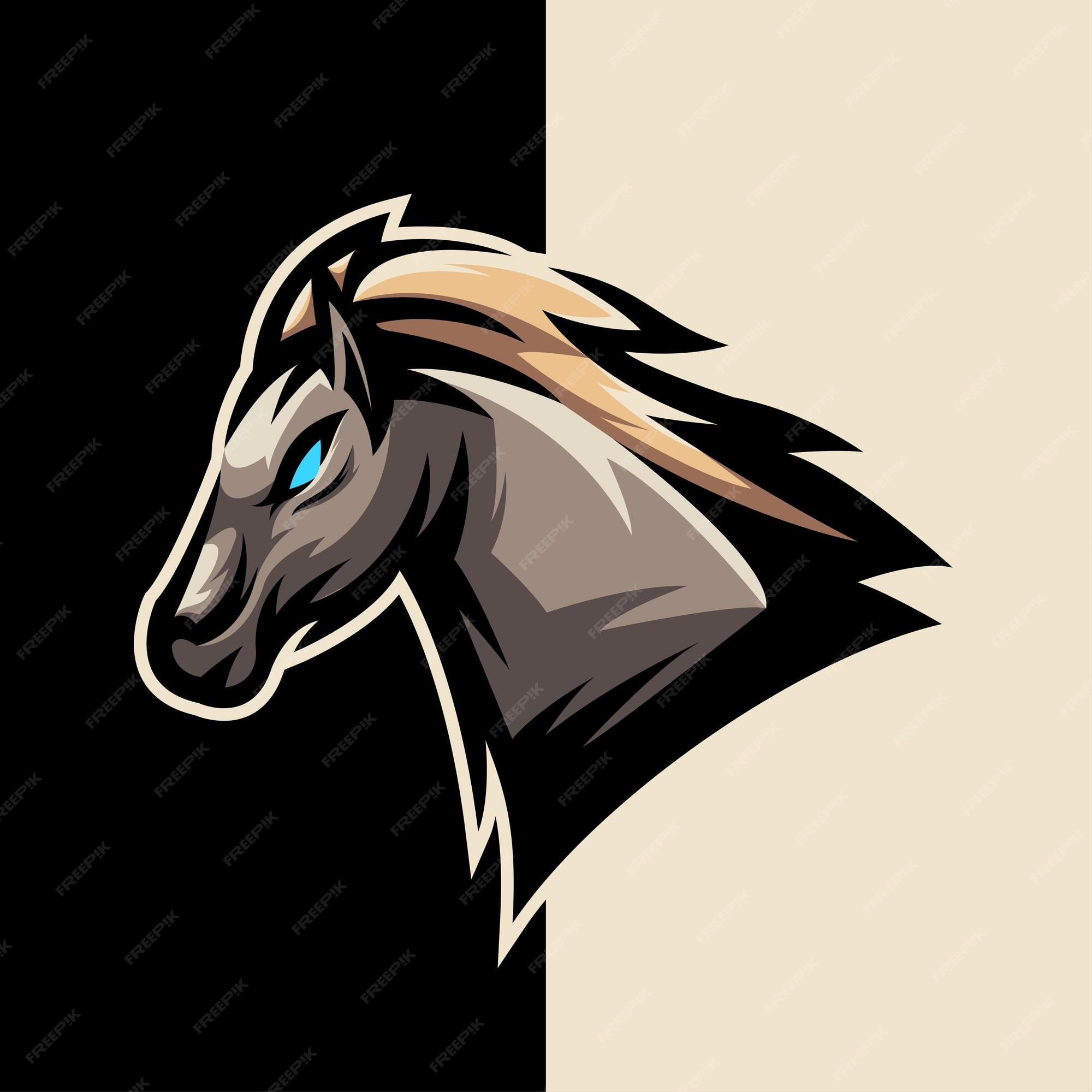 Design de vetor de logotipo de jogo de mascote de cavalo