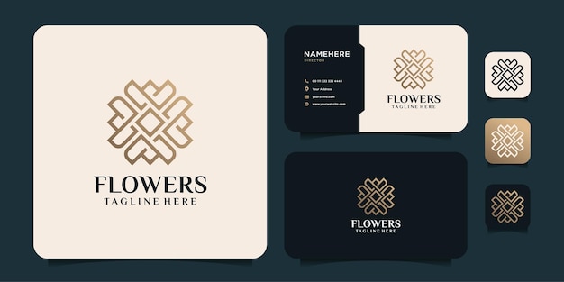 Design de vetor de logotipo de spa de salão de flores boutique feminino dourado