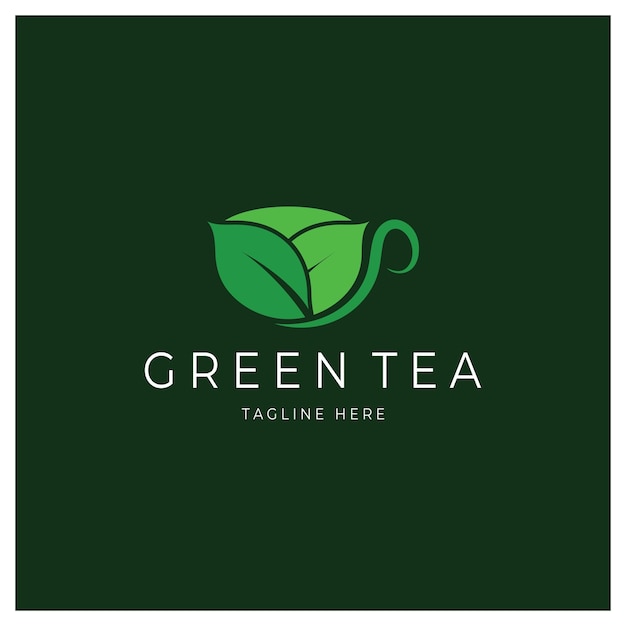 Design de vetor de logotipo de xícara de chámodelo de logotipo de vetor de chá verde