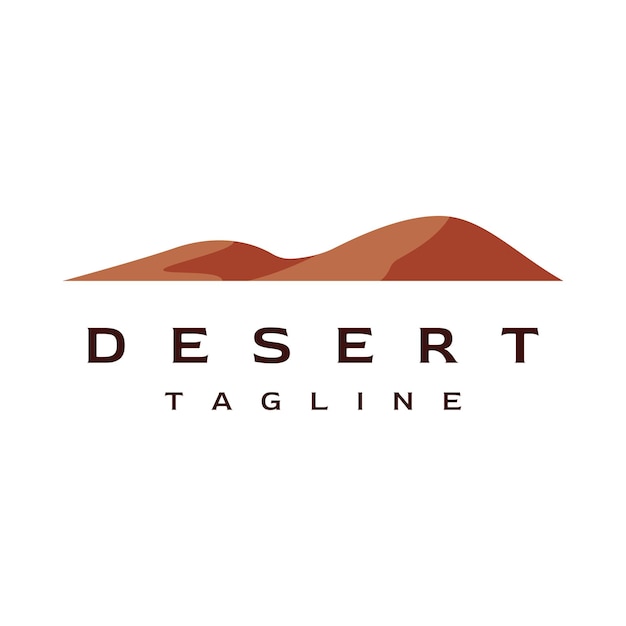 Design de vetor de modelo de logotipo abstrato de deserto quente e dunas com cacto mostrando fundo isolado de dunas de areia