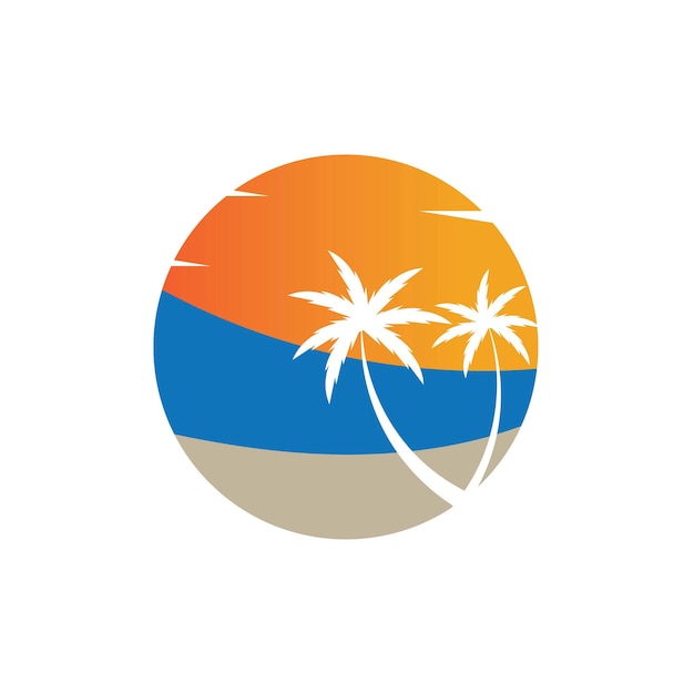 Design de vetor de modelo de logotipo de ilustração de verão de palmeira