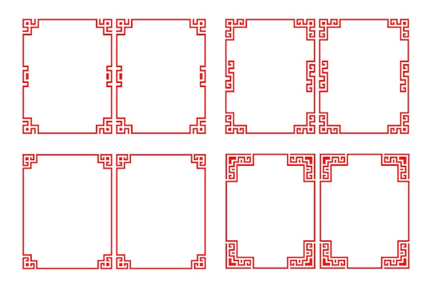 Design de vetor de moldura de retângulo vermelho chinês