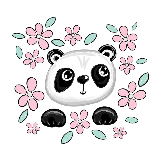 Baixar Vetor De Desenho De Padrão De Urso Panda Fofo