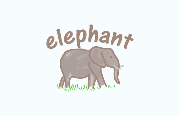 Design de vetor em aquarela de elefante fofo minimalista