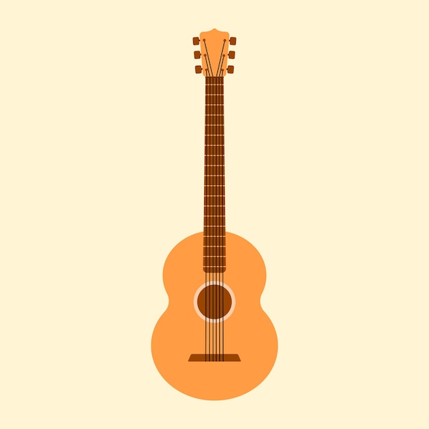 Design de vetor plano de guitarra clássica para design gráfico musical relacionado. modelos de guitarra flamenca.