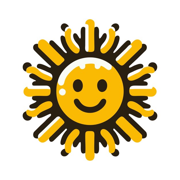 Design de vetor plano do sol com sorriso bonito