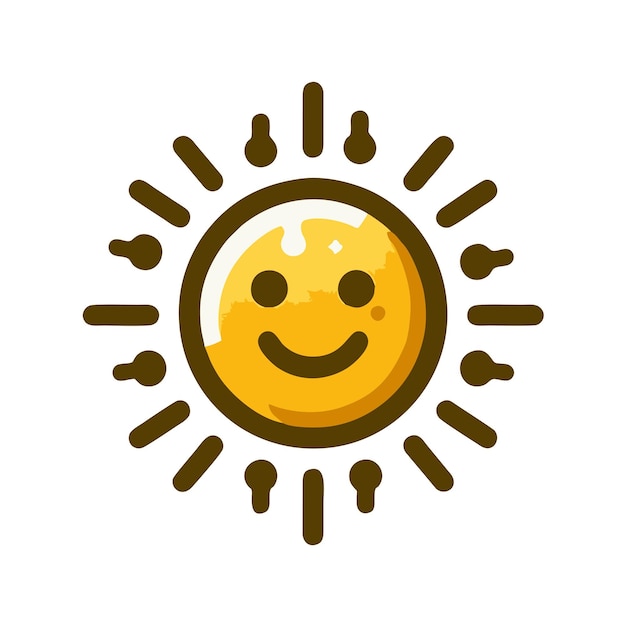 Design de vetor plano do sol com sorriso bonito