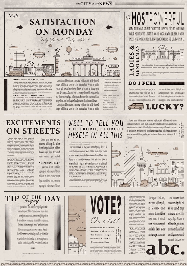 Vetor design do antigo modelo de jornal vintage