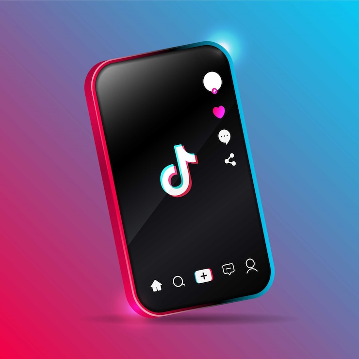 design do aplicativo tiktok em um smartphone.