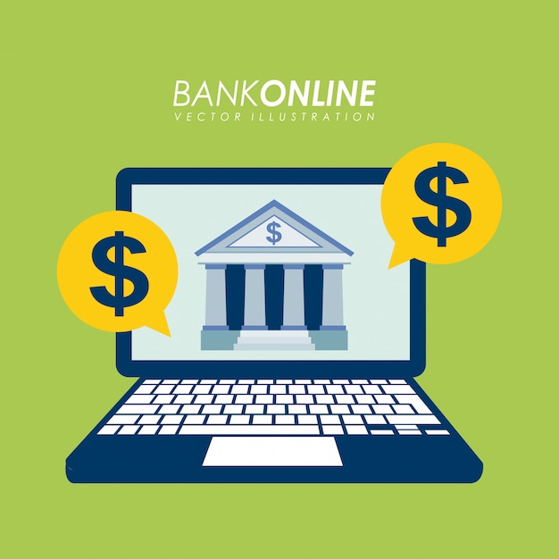 Design do banco sobre ilustração vetorial de fundo verde
