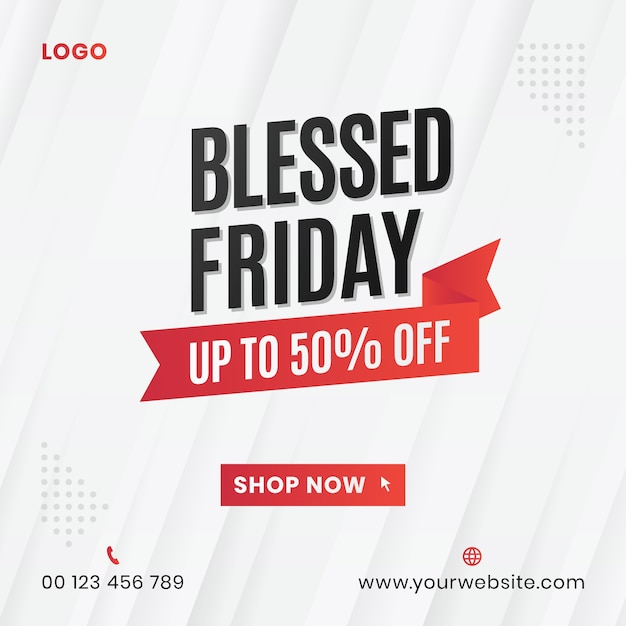 Design do banner de venda da black friday, modelo de postagem nas mídias sociais da blessed friday