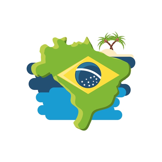 Vetor design do brasil com o mapa do país e ilha relacionados com ícones