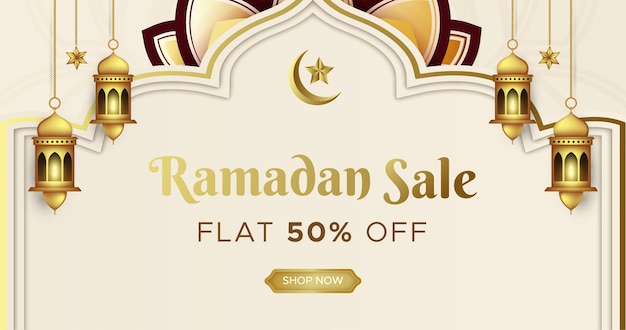 Design do cabeçalho da web do banner de venda ramadan kareem