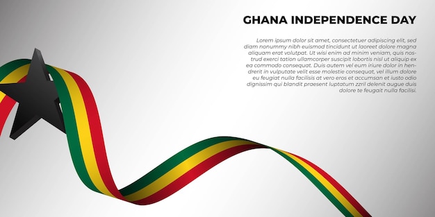 Design do dia da independência de Gana com banner de bandeira de Gana para design do dia da independência de Gana