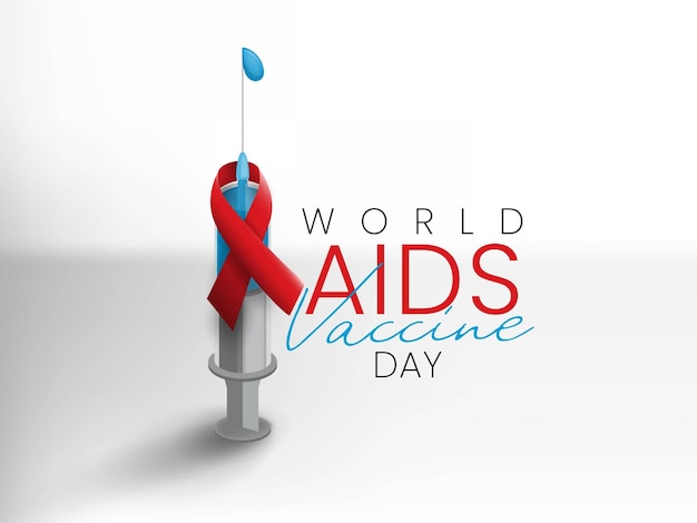 Design do Dia Mundial da Vacina contra a AIDS Fita Vermelha da AIDS e ilustração de conscientização da vacina contra o HIV