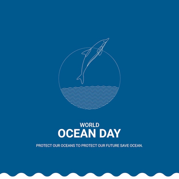 Design do dia mundial do oceano para anúncios criativos de mídia social