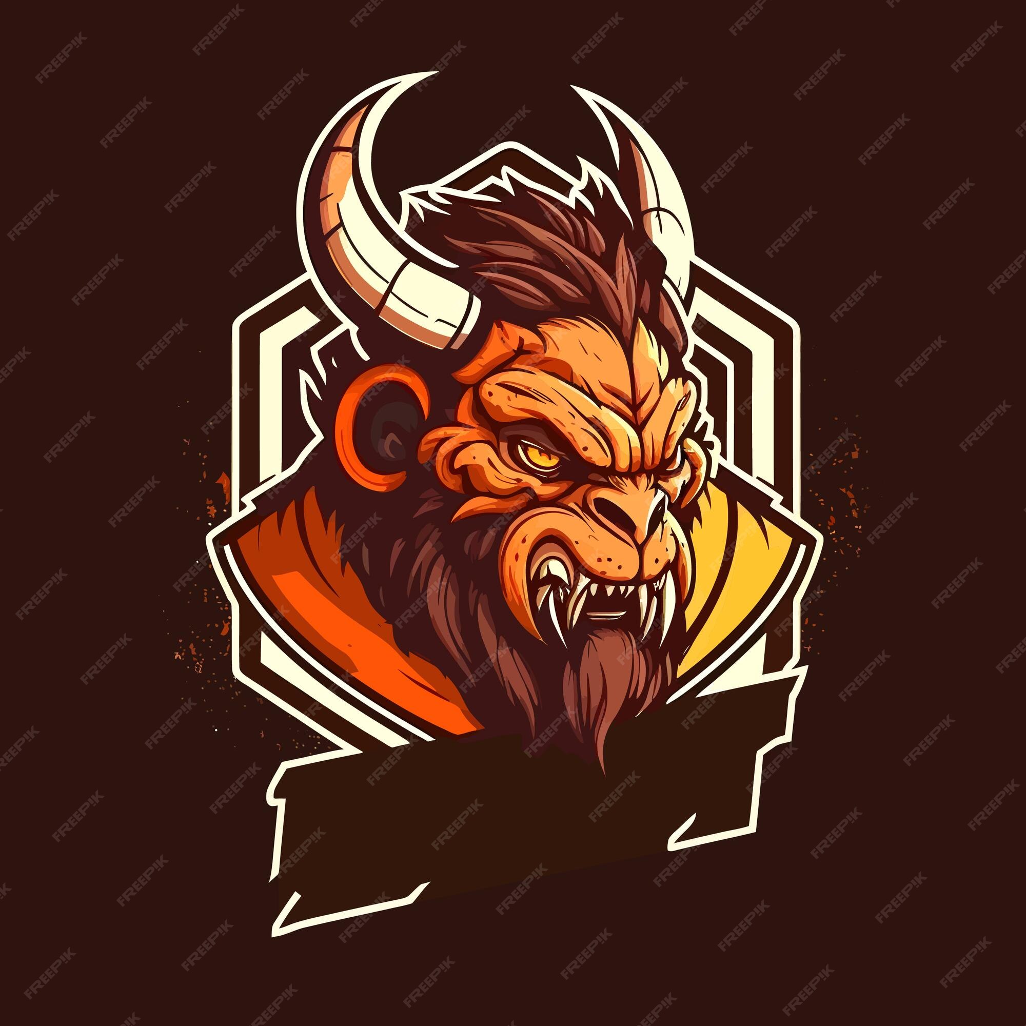 Design do diabo no logotipo do jogo de mascote de esports de estilo de  ilustração