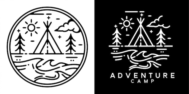 Design do emblema do acampamento da aventura