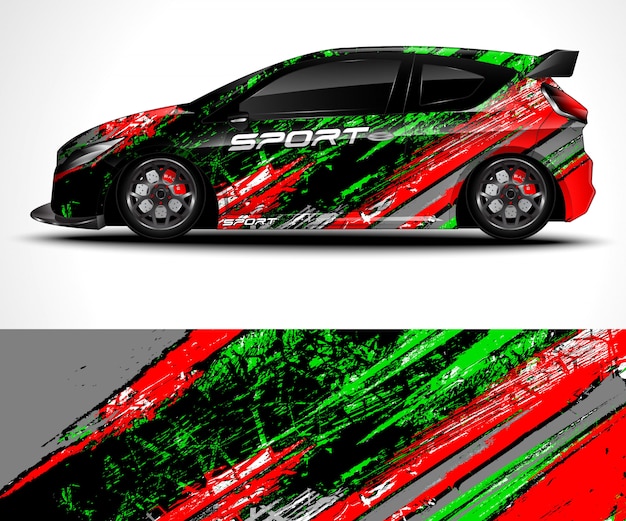 Design do envoltório do carro esporte e pintura do veículo