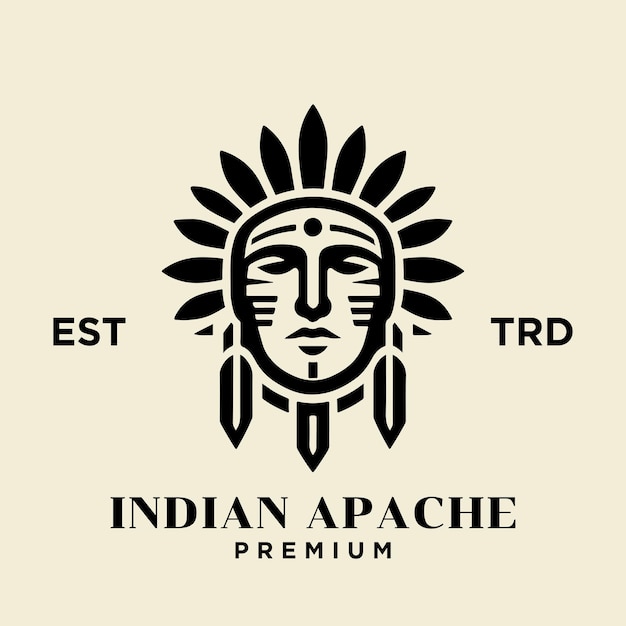 Vetor design do ícone do logotipo da tribo indiana apache