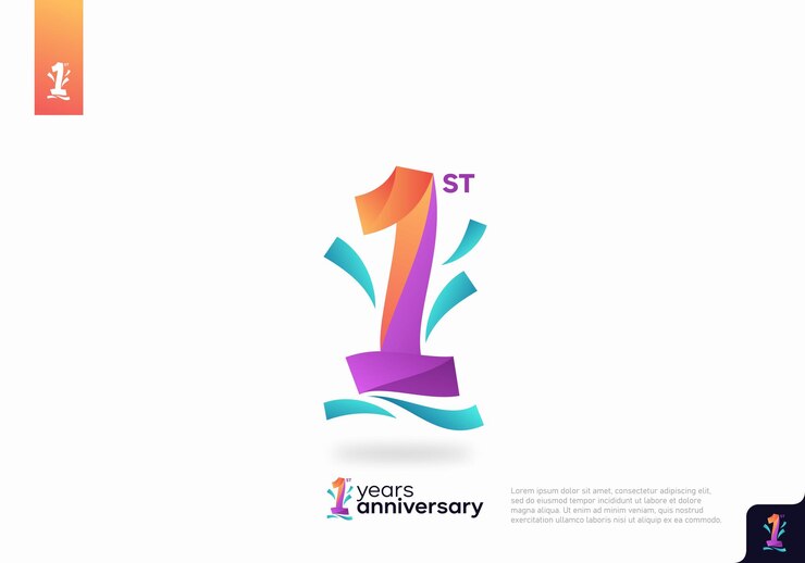 Vetor design do ícone do logotipo número 1, número do logotipo do 1º aniversário, aniversário 1