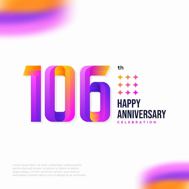 Design do ícone do logotipo número 106, número do logotipo do aniversário de 106 anos, aniversário 106