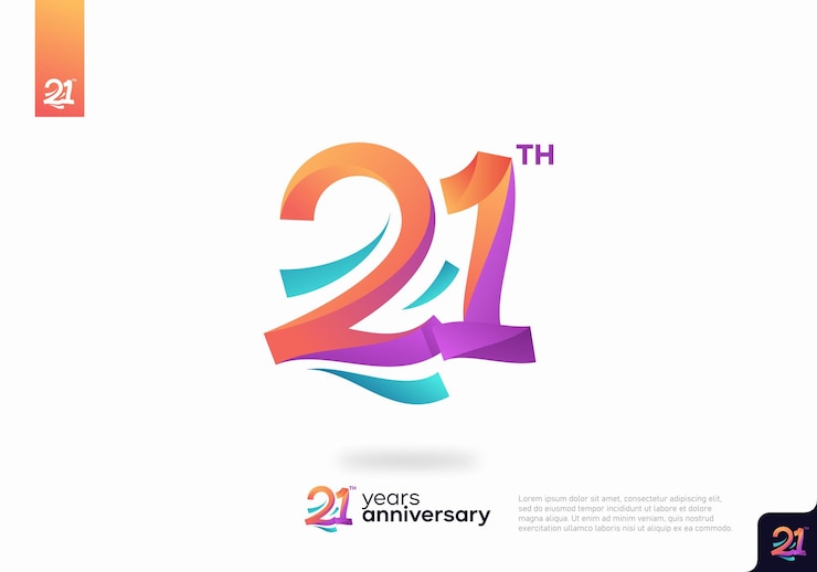 Vetor design do ícone do logotipo número 21, número do logotipo do 21º aniversário, aniversário 21