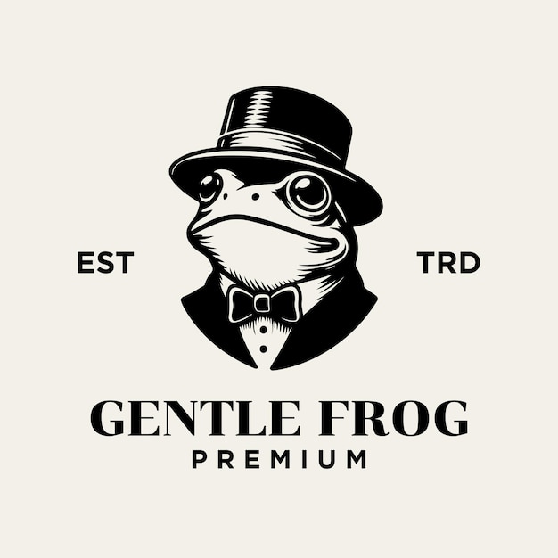 Vetor design do ícone do logotipo vintage frog gentleman