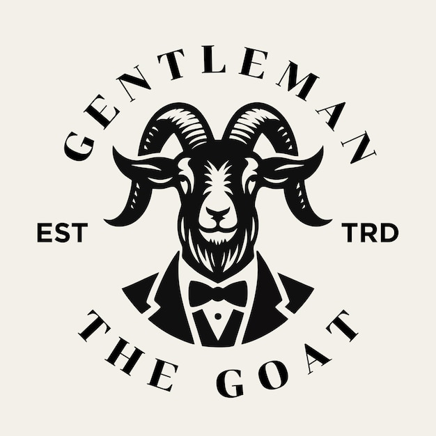 Vetor design do ícone do logotipo vintage goat gentleman
