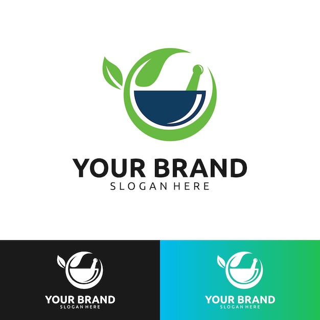 Design do logotipo da farmácia almofada e pilão