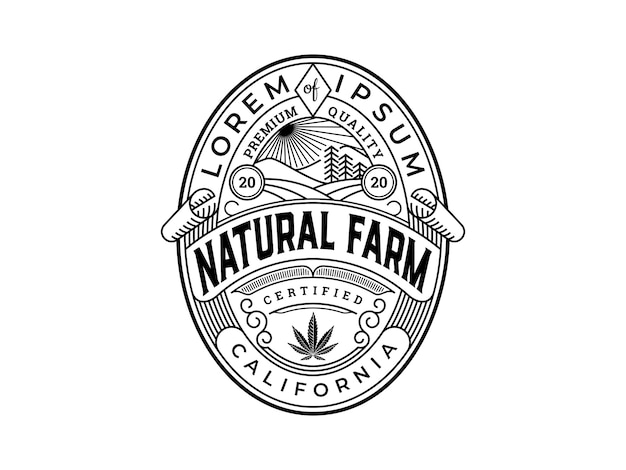 Design do logotipo da fazenda de cânhamo natural