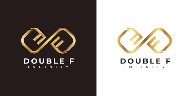 Vetor design do logotipo da letra f infinity e símbolo premium gold elegant para business company branding e corp