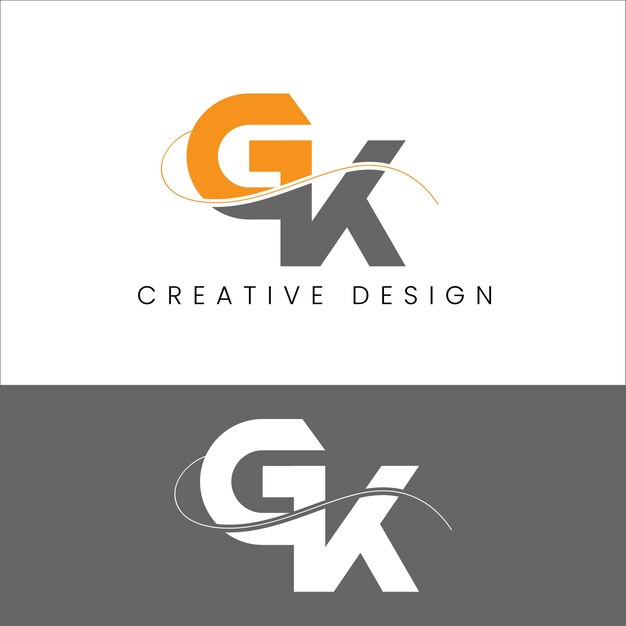 Vetor design do logotipo da letra inicial gk