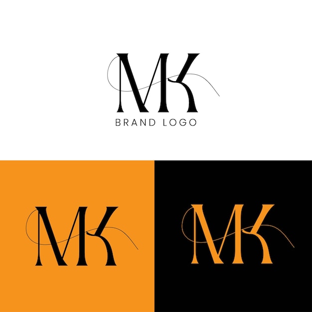 Vetor design do logotipo da letra inicial mk