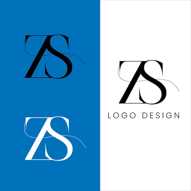 Design do logotipo da letra inicial zs