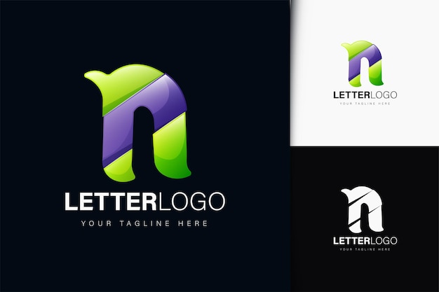 Design do logotipo da letra n com gradiente