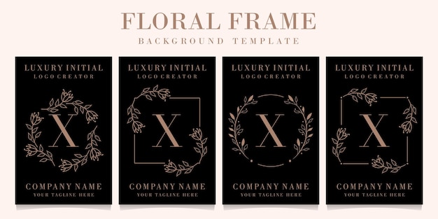 Design do logotipo da letra x de luxo com modelo floral de fundo