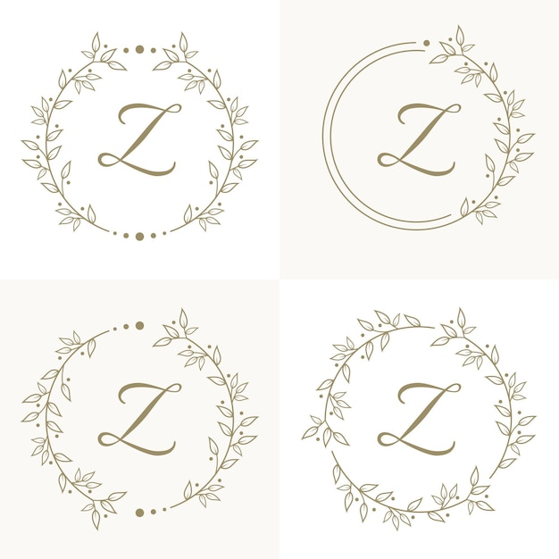 Design do logotipo da letra z de luxo com modelo floral de fundo