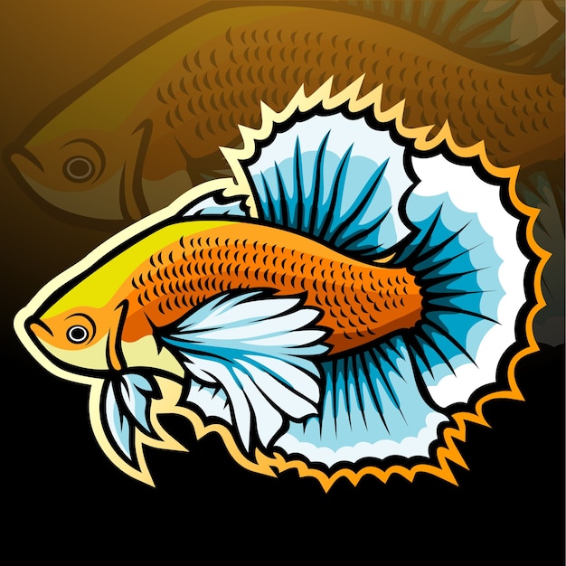 Vetor design do logotipo da mascote betta fish