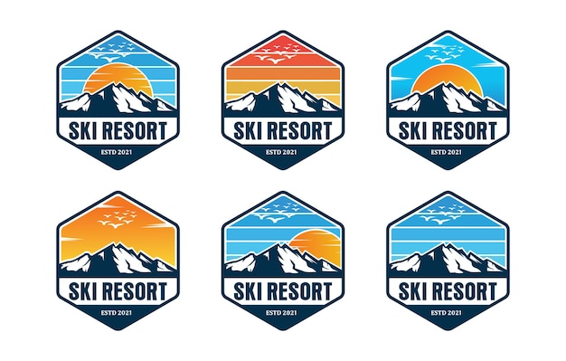 Design do logotipo da mountain and travel