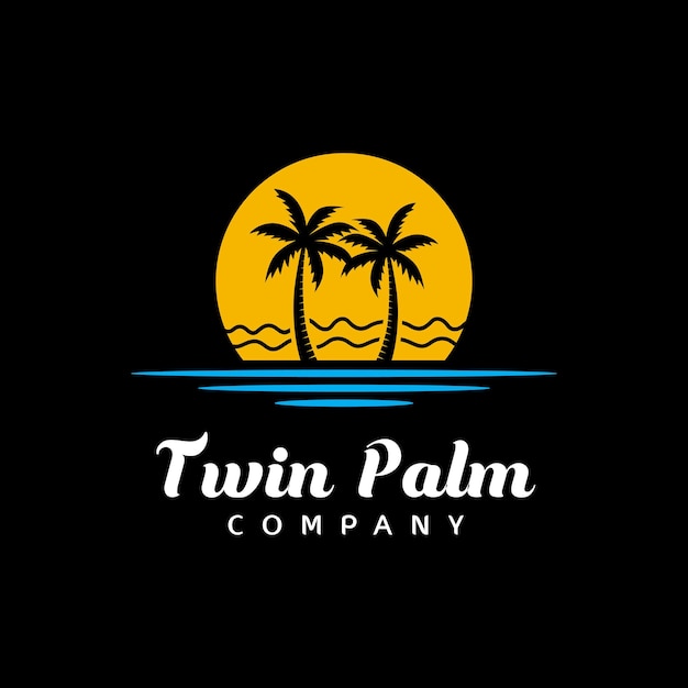 Design do logotipo da palm tree beach silhouette para hotel restaurant vacation holiday travel